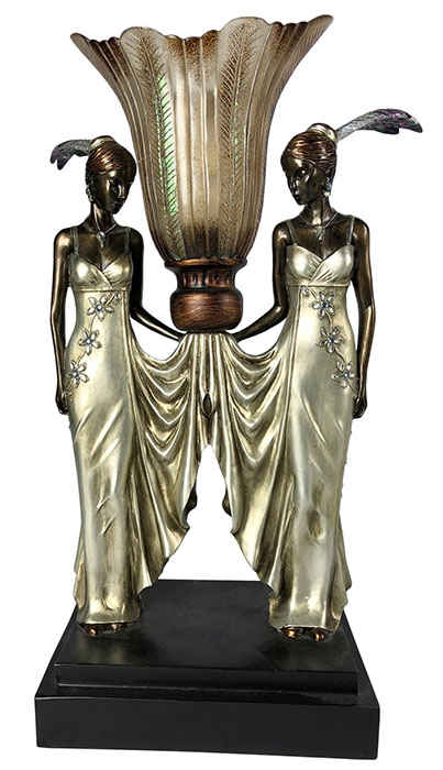 Twin Figure Art Noveau / Deco Table lamp - Click Image to Close